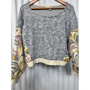 Saturday Sunday Anthropologie Women's Small Sweatshirt Flora Printed Dolman